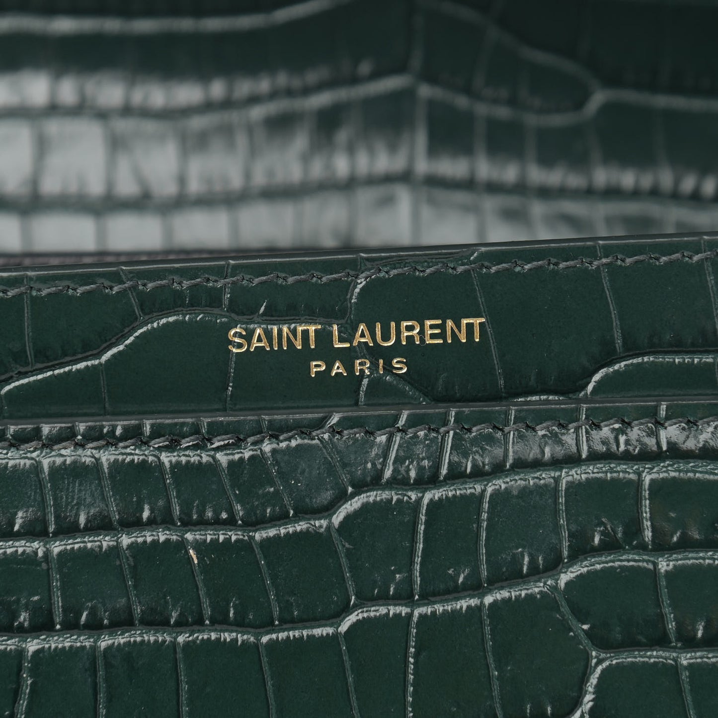 Calfskin Crocodile Embossed Monogram Cassandra Clasp Bag Dark Mint