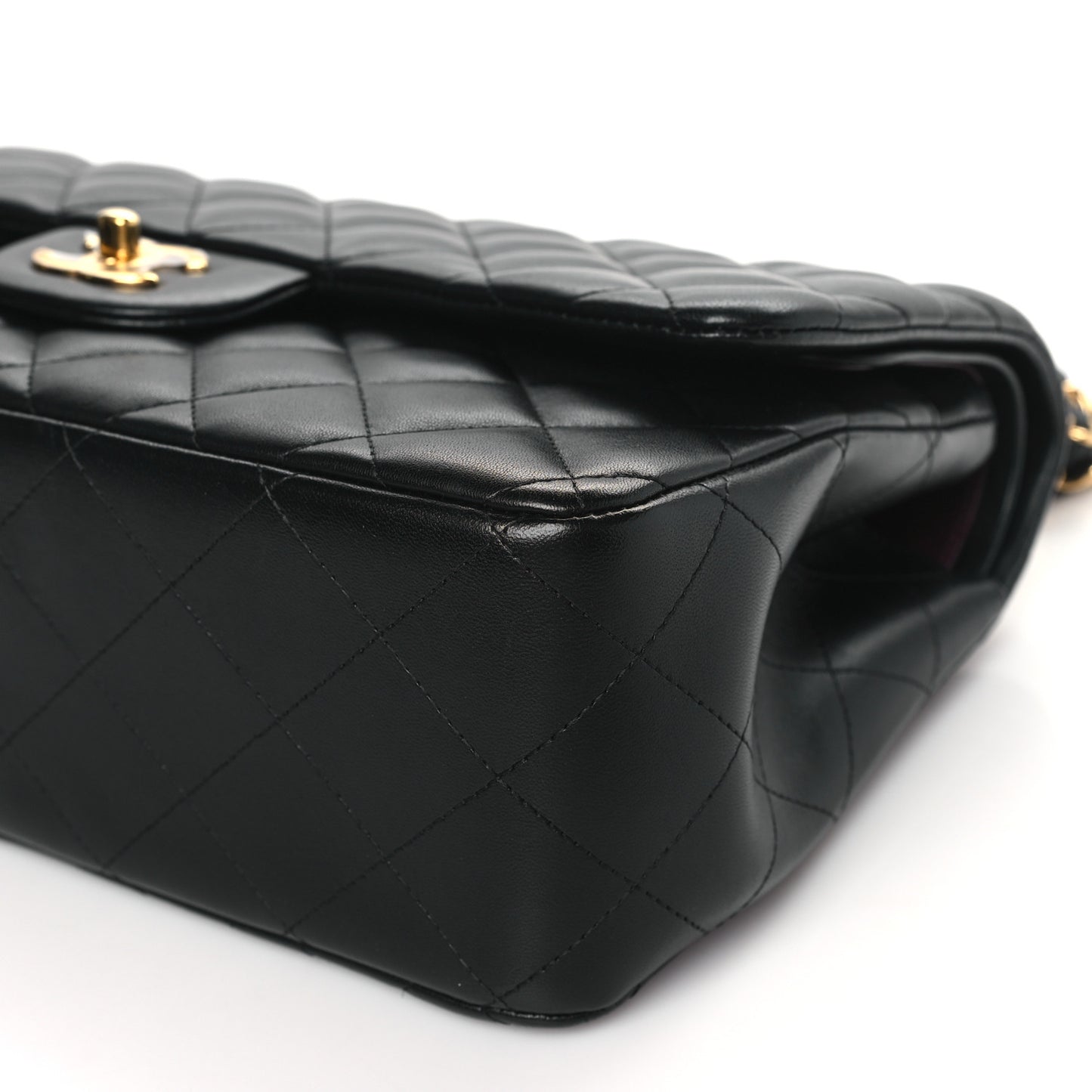 Lambskin Quilted Jumbo Double Flap Black