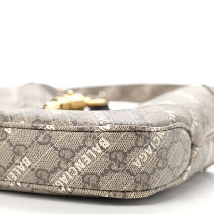 Gucci X BALENCIAGA GG Supreme Monogram Striped Logo Print Web Small Jackie 1961 Hobo Beige Ebony Mystic White 10 of 10