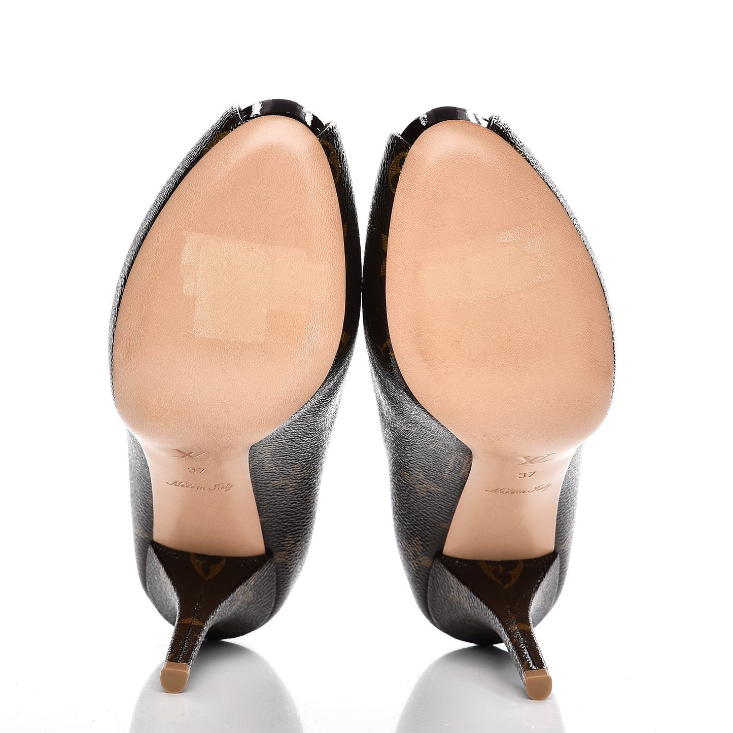 Patent Monogram Rosemary Peep Toe Pumps 37