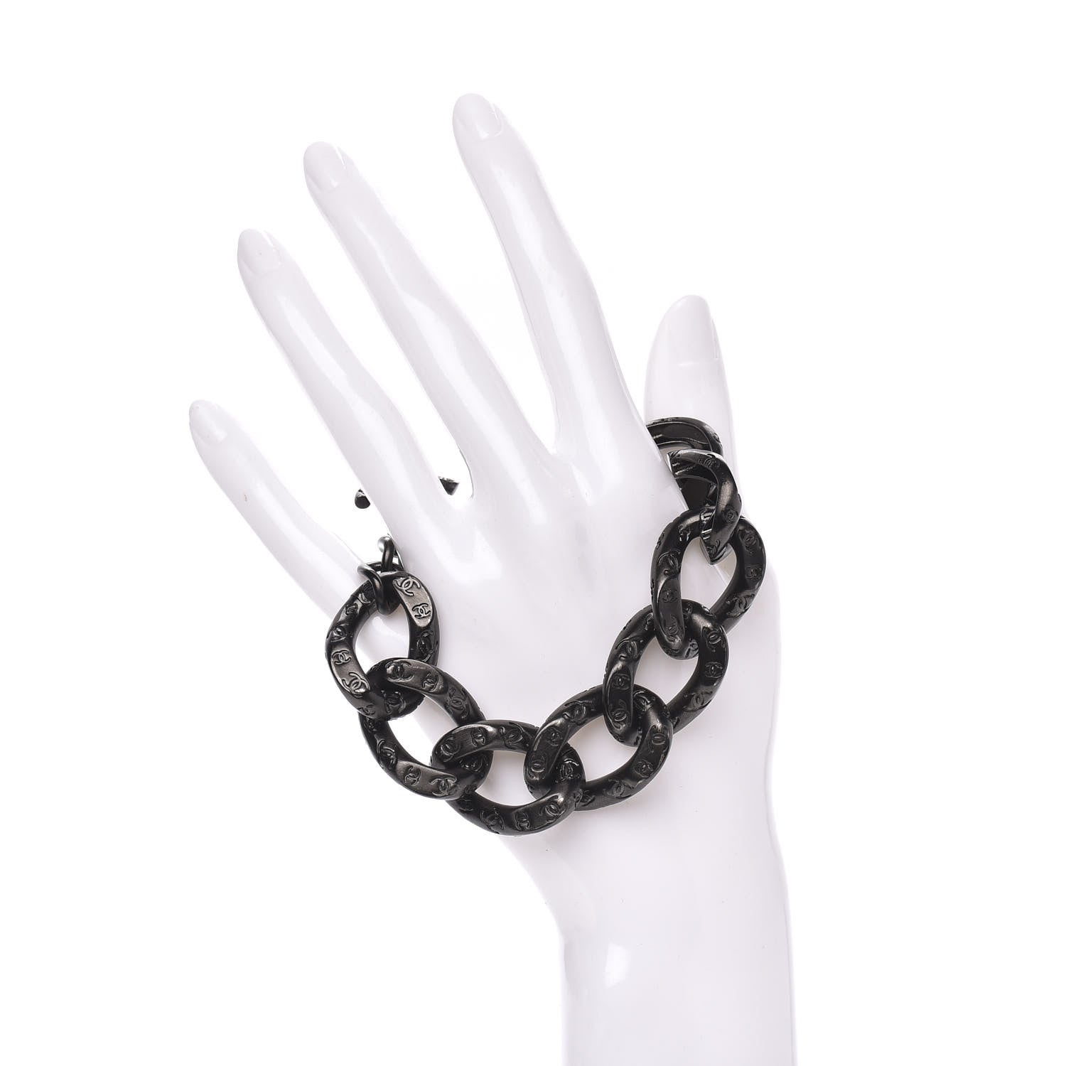 Chanel Chain Link CC Bracelet Dark Silver 2 of 4