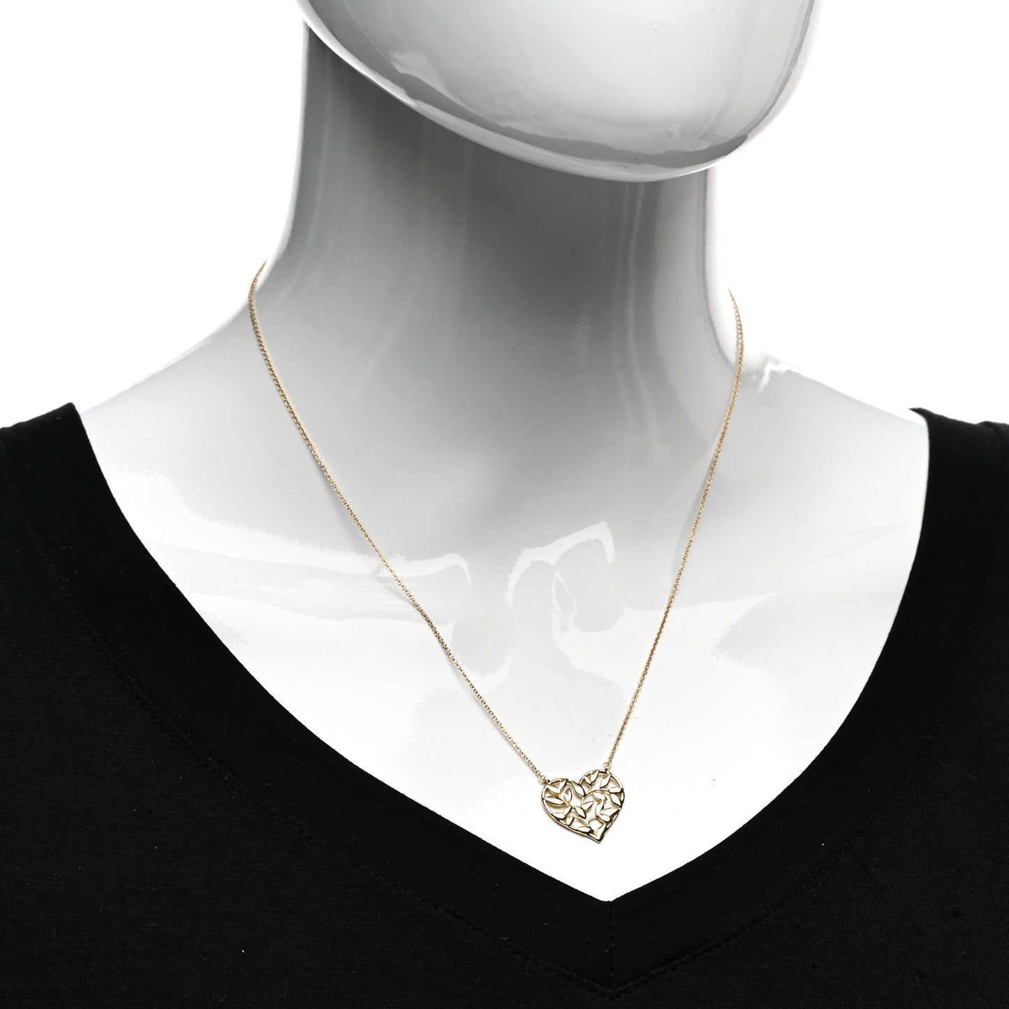 18K Yellow Gold Paloma Picasso Olive Leaf Heart Pendant Necklace