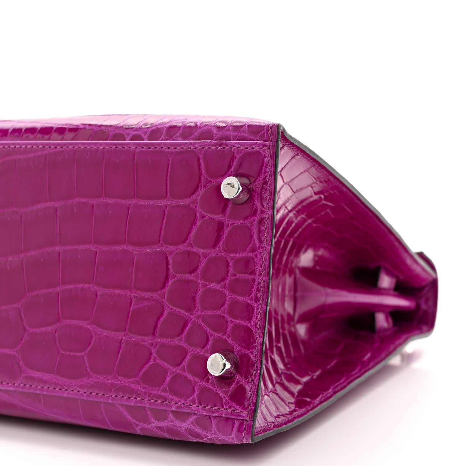 Hermes Shiny Niloticus Crocodile Kelly Sellier 28 Rose Scheherazade 10 of 11