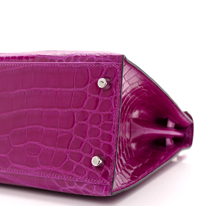 Hermes Shiny Niloticus Crocodile Kelly Sellier 28 Rose Scheherazade 10 of 11