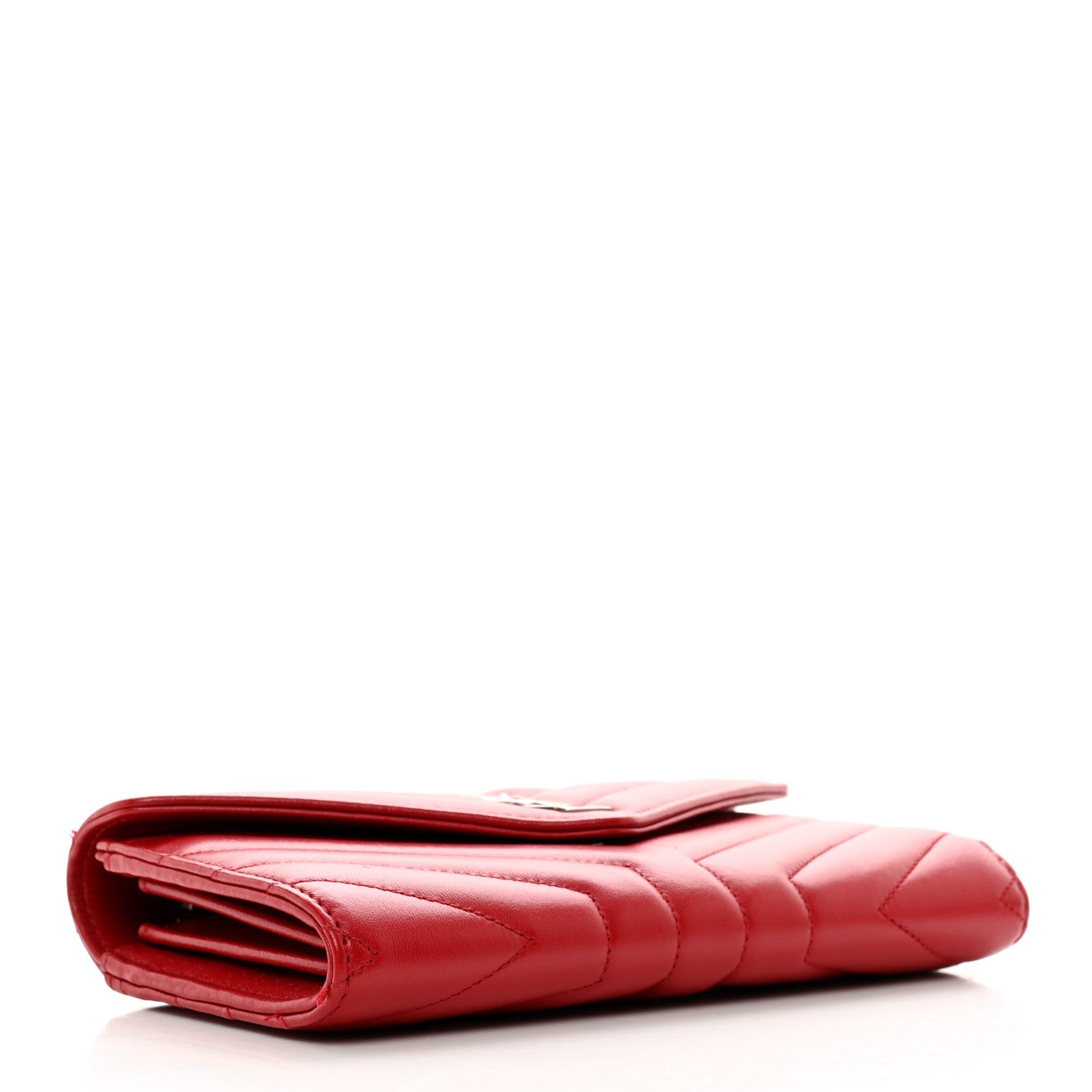 Saint Laurent Lambskin Y Quilted Monogram Large Loulou Flap Wallet Rouge Eros 4 of 9