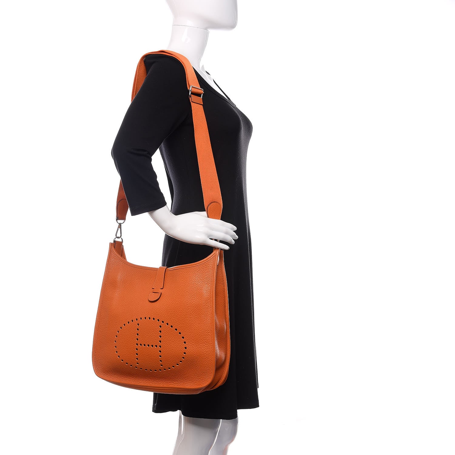 Hermes Taurillon Clemence Evelyne III GM Orange 2 of 9
