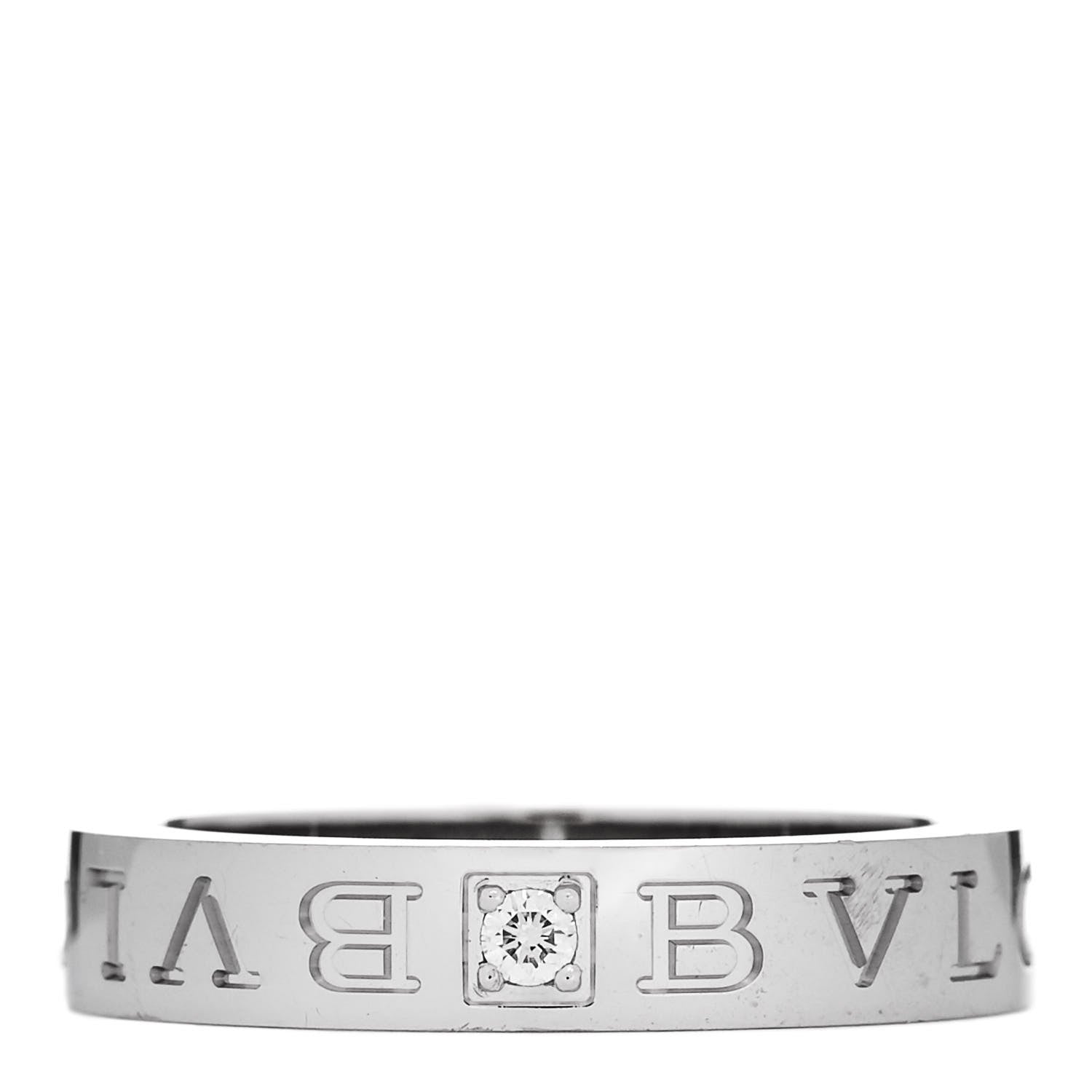Bulgari 18K White Gold Diamond B.Zero1 Essential Band Ring 55 7.25 1 of 5