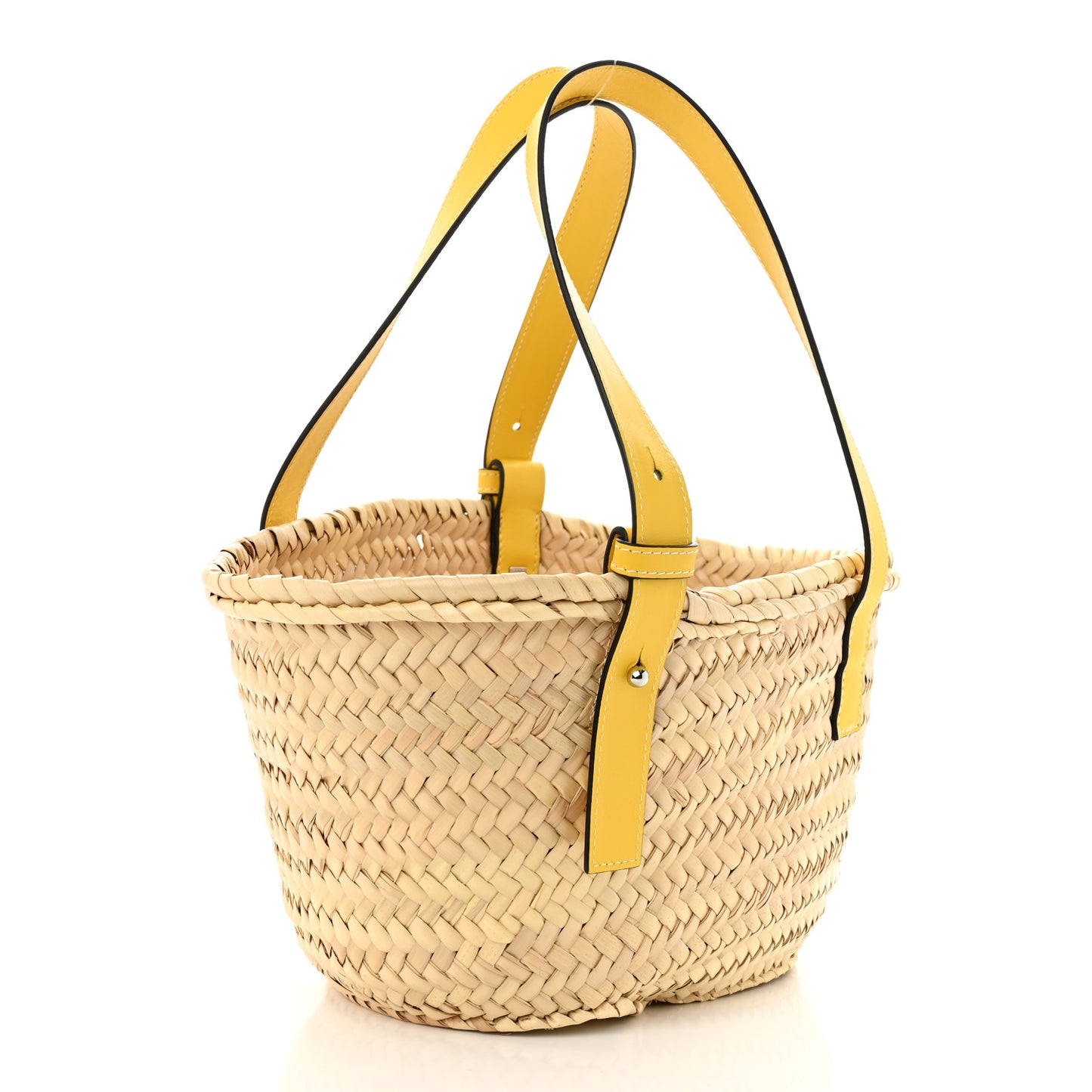 Raffia Small Basket Tote Bag Natural Yellow