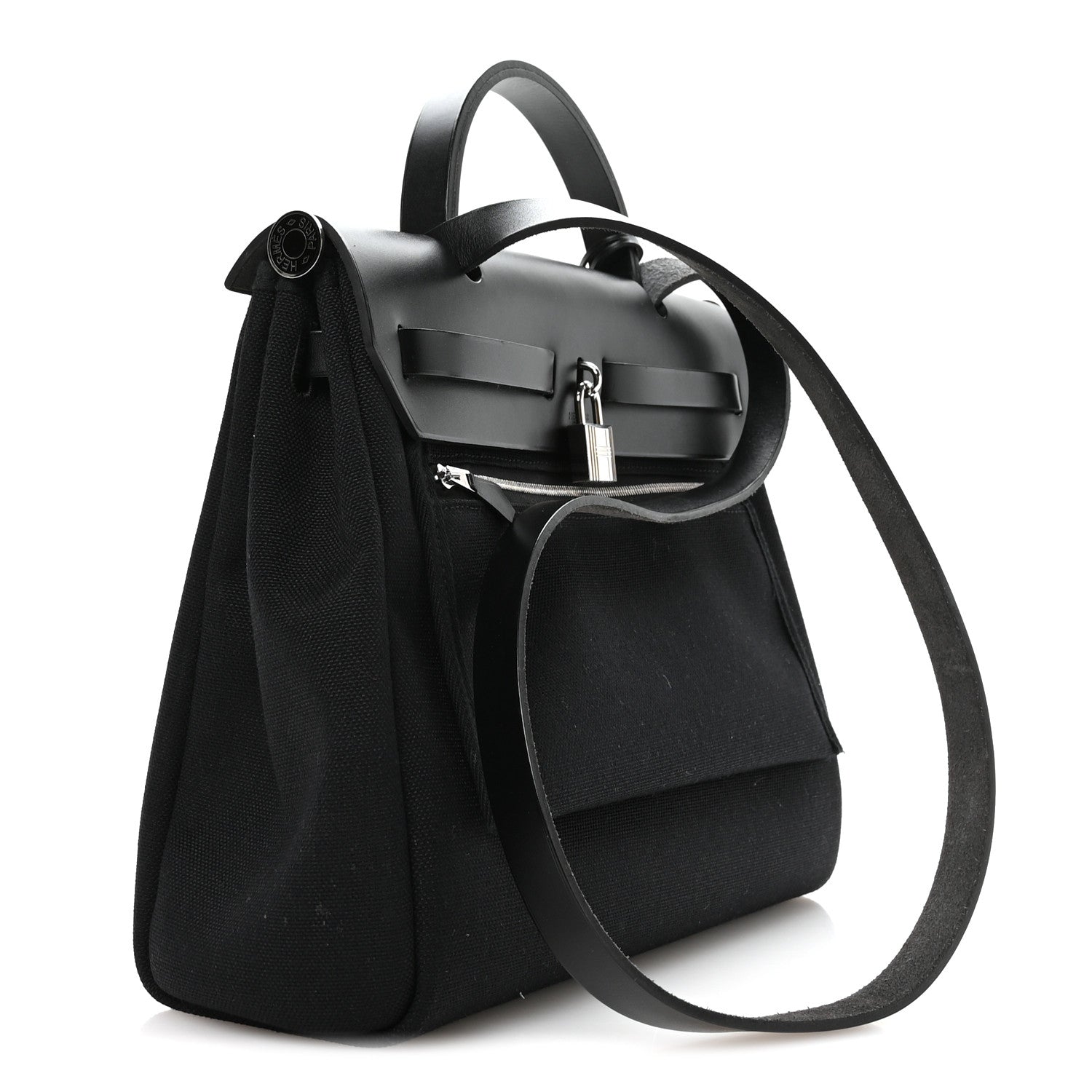Hermes Military Toile Vache Hunter Herbag Zip Retourne 31 PM Black 4 of 11