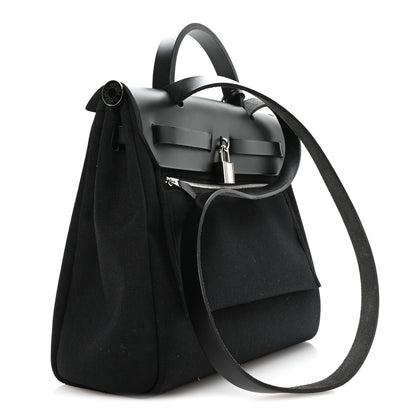 Hermes Military Toile Vache Hunter Herbag Zip Retourne 31 PM Black 4 of 11
