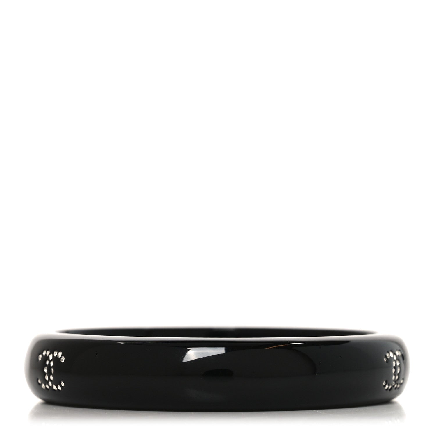 Chanel Resin Crystal CC Bangle Bracelet Black 3 of 4