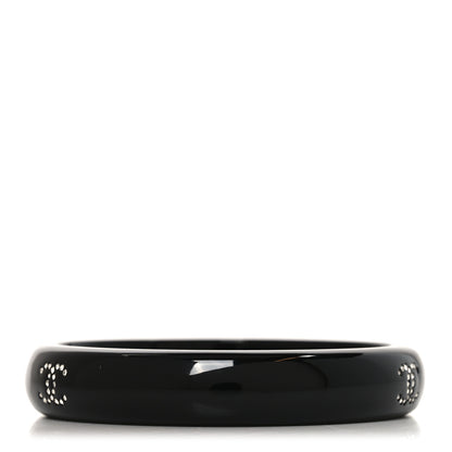Chanel Resin Crystal CC Bangle Bracelet Black 3 of 4
