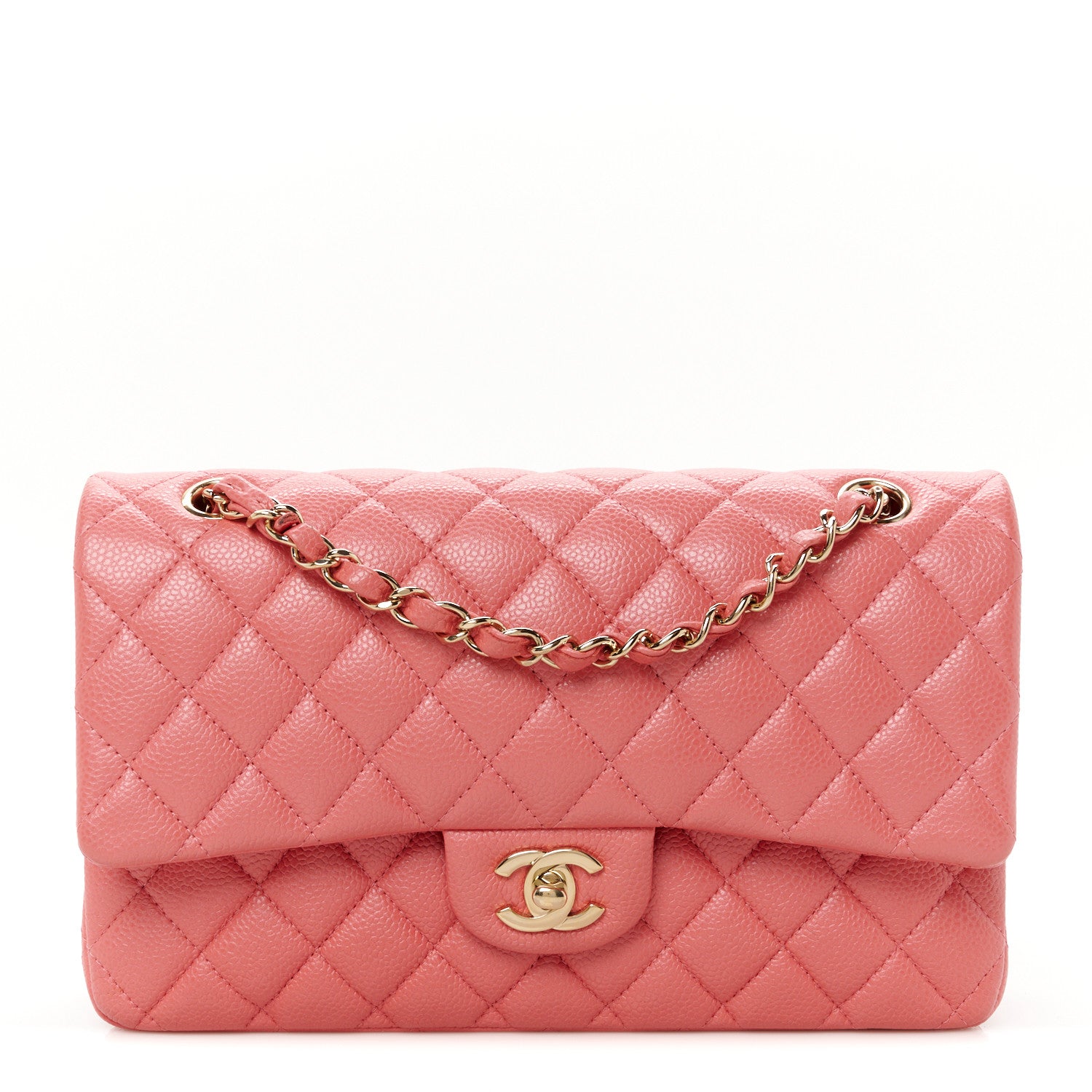Chanel Metallic Caviar Quilted Medium Double Flap Pink 1 of 12