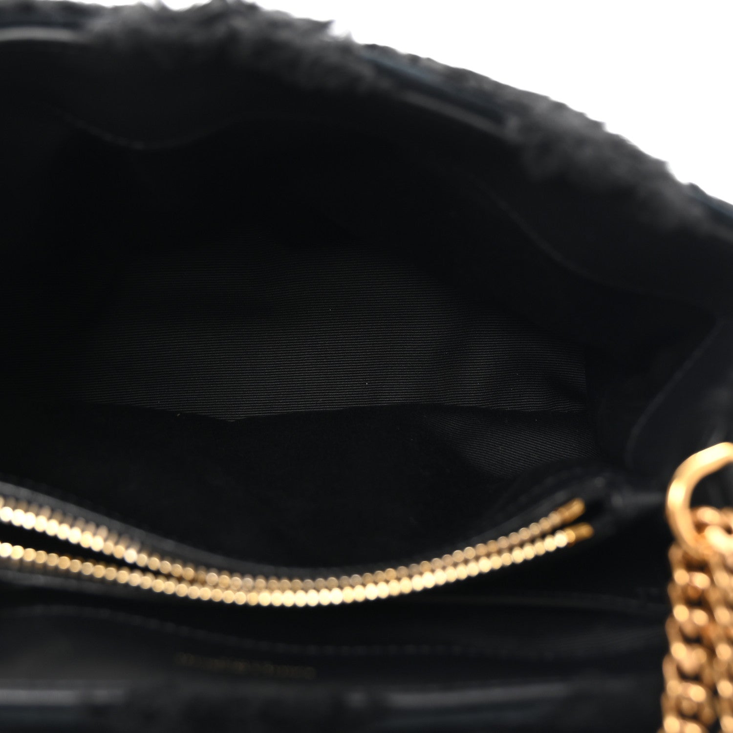Saint Laurent Shearling Y Quilted Monogram Small Loulou Chain Satchel Black 5 of 9