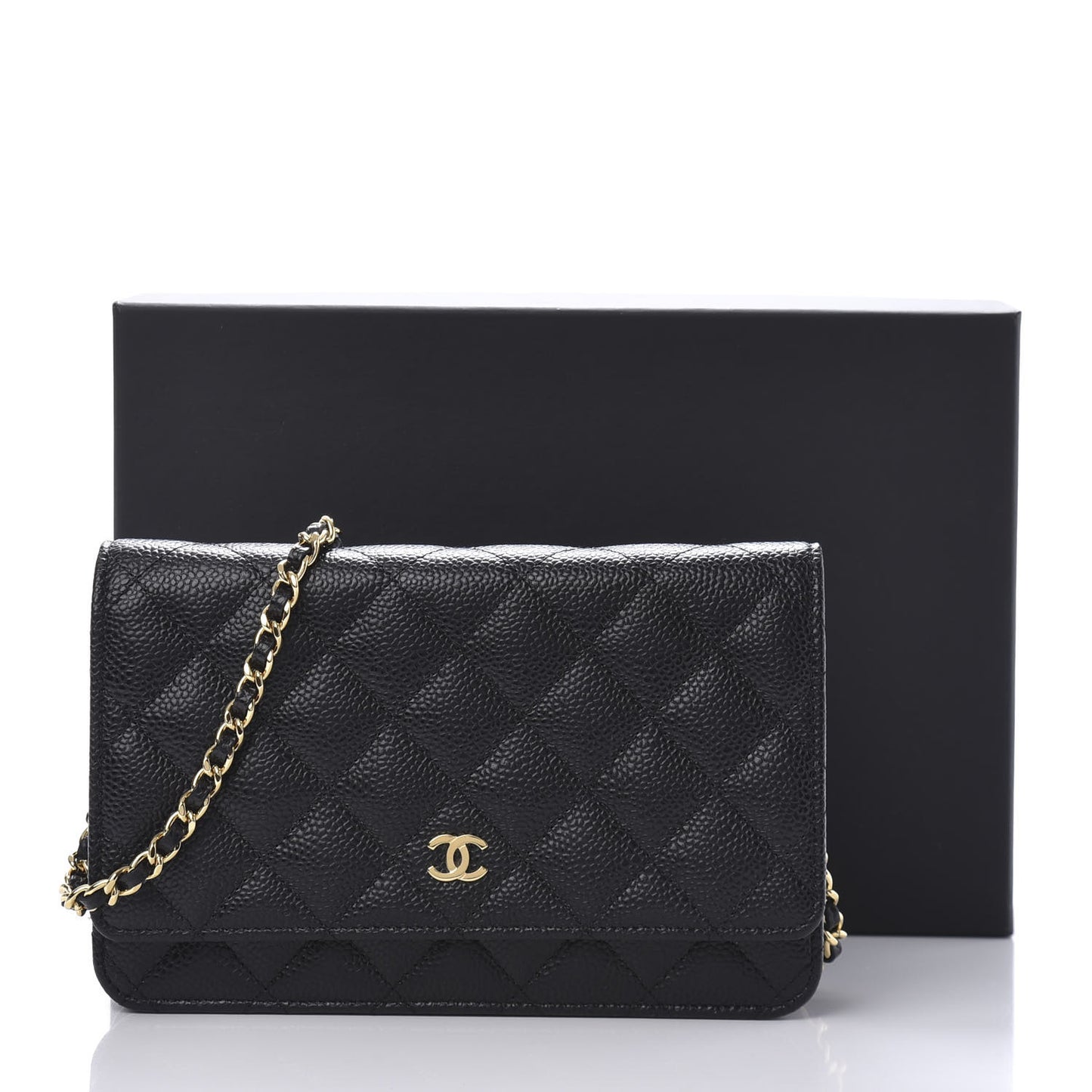 Caviar Quilted Wallet On Chain WOC Black