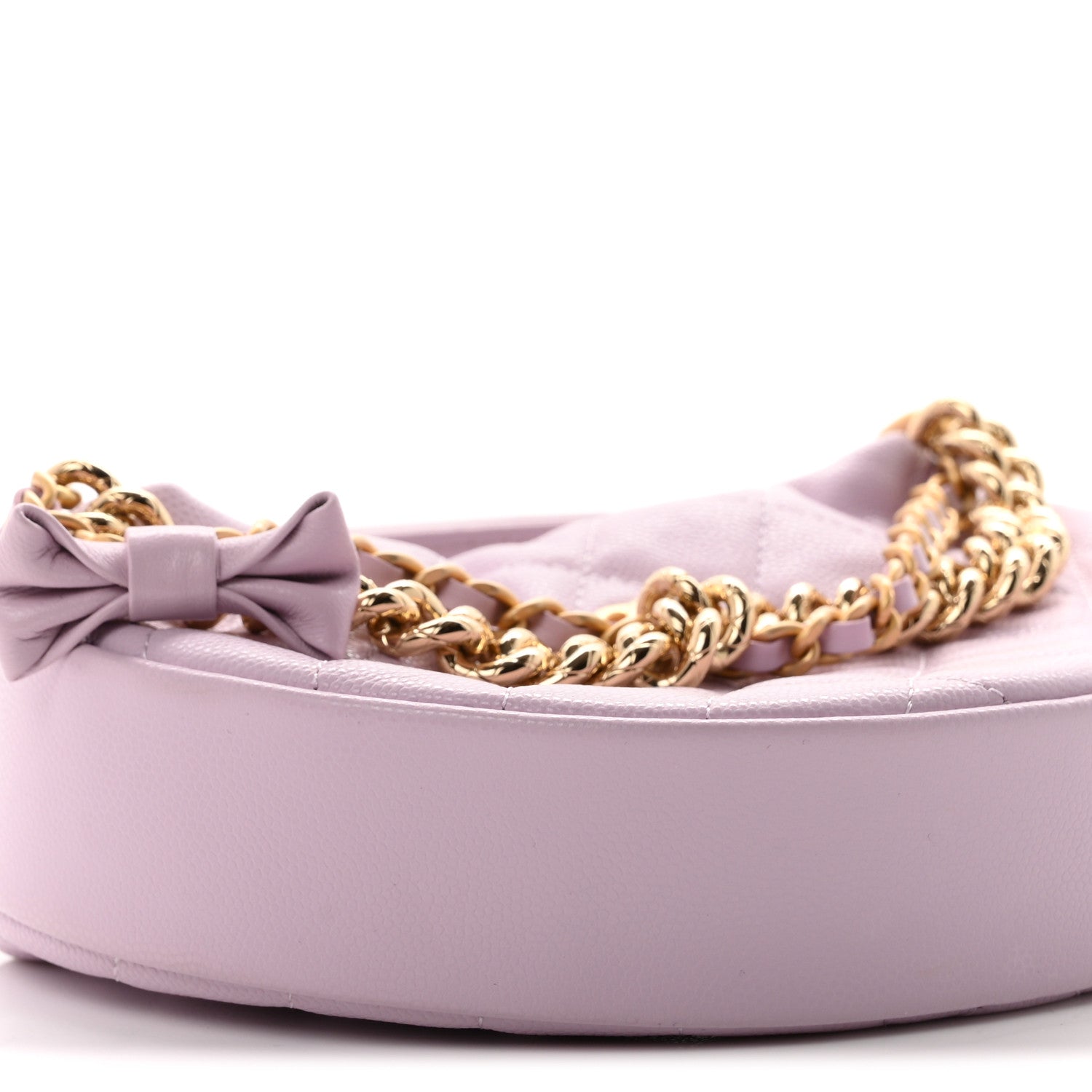 Chanel Shiny Caviar Quilted Bow Pouch Hobo Light Purple 8 of 9