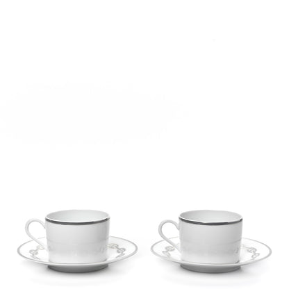 Hermes Porcelain Platinum Chaine d'Ancre Tea Cup and Saucer Set of 2 1 of 11