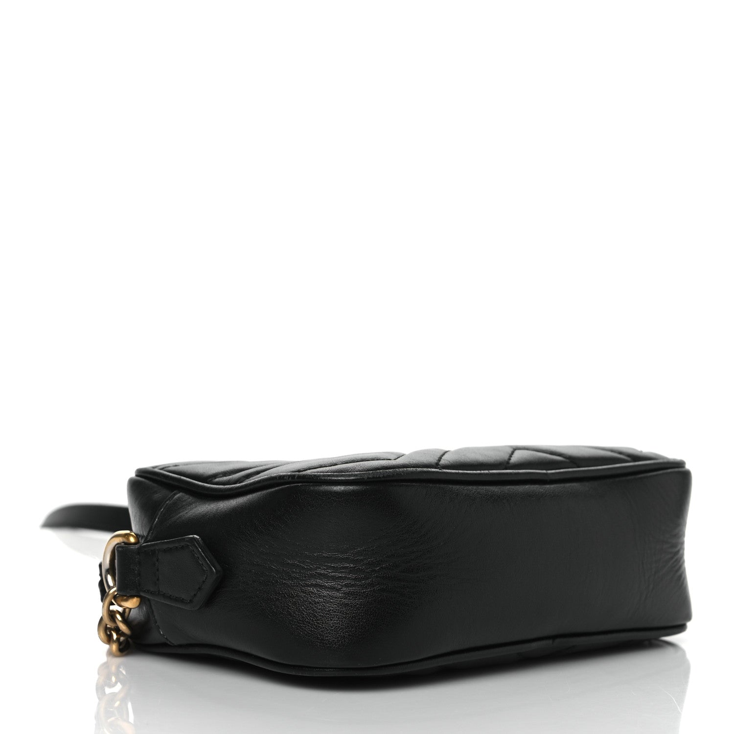 Gucci Calfskin Matelasse Mini GG Marmont Chain Shoulder Bag Black 4 of 11