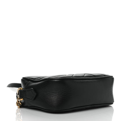 Gucci Calfskin Matelasse Mini GG Marmont Chain Shoulder Bag Black 4 of 11