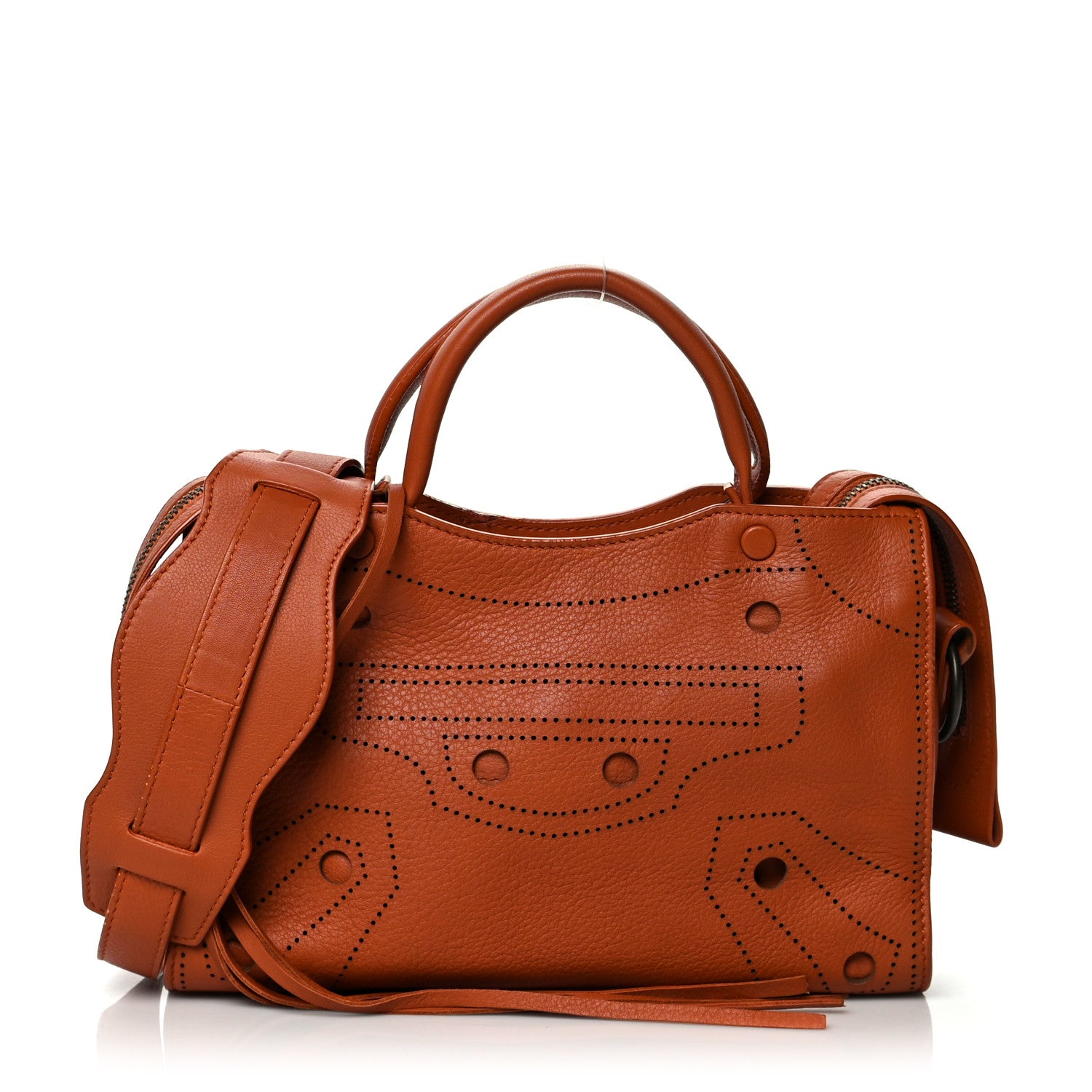 Balenciaga Veau Grana Perforated Blackout Hardware Mini City Marron Caramel 1 of 11