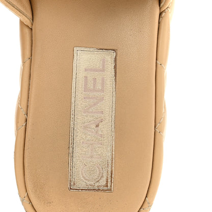 Chanel Lambskin Quilted CC Mules Wedge Sandals 36 Beige 7 of 11
