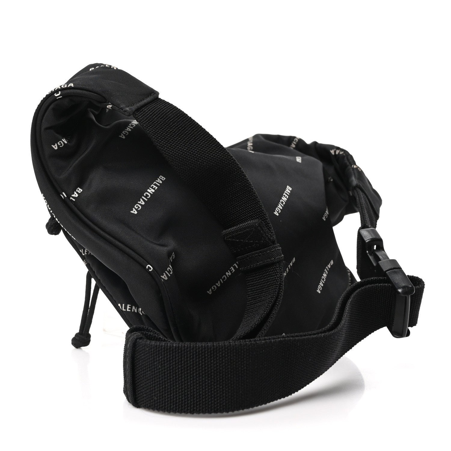 BALENCIAGA ロゴ入りナイロンストラップ Balenciaga Twill Nylon Allover Logo Explorer Beltpack Black White
