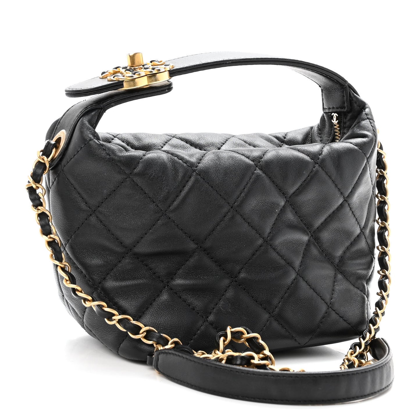 Lambskin Quilted Small Perfect Meeting Hobo Black