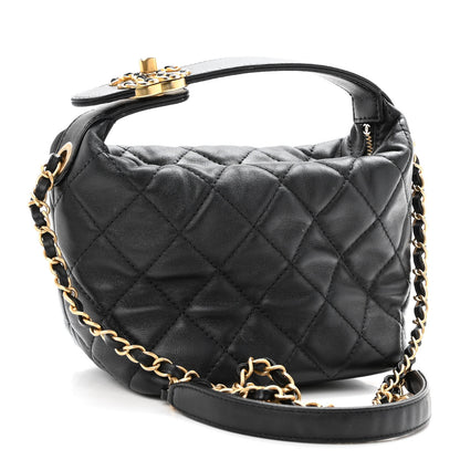 Chanel Lambskin Quilted Small Perfect Meeting Hobo Black 3 of 9