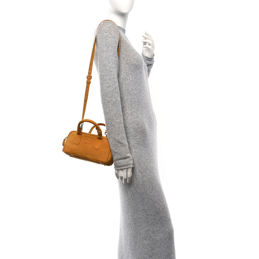 Suede Padded Regular Arcadie Top Handle Bag Whiskey