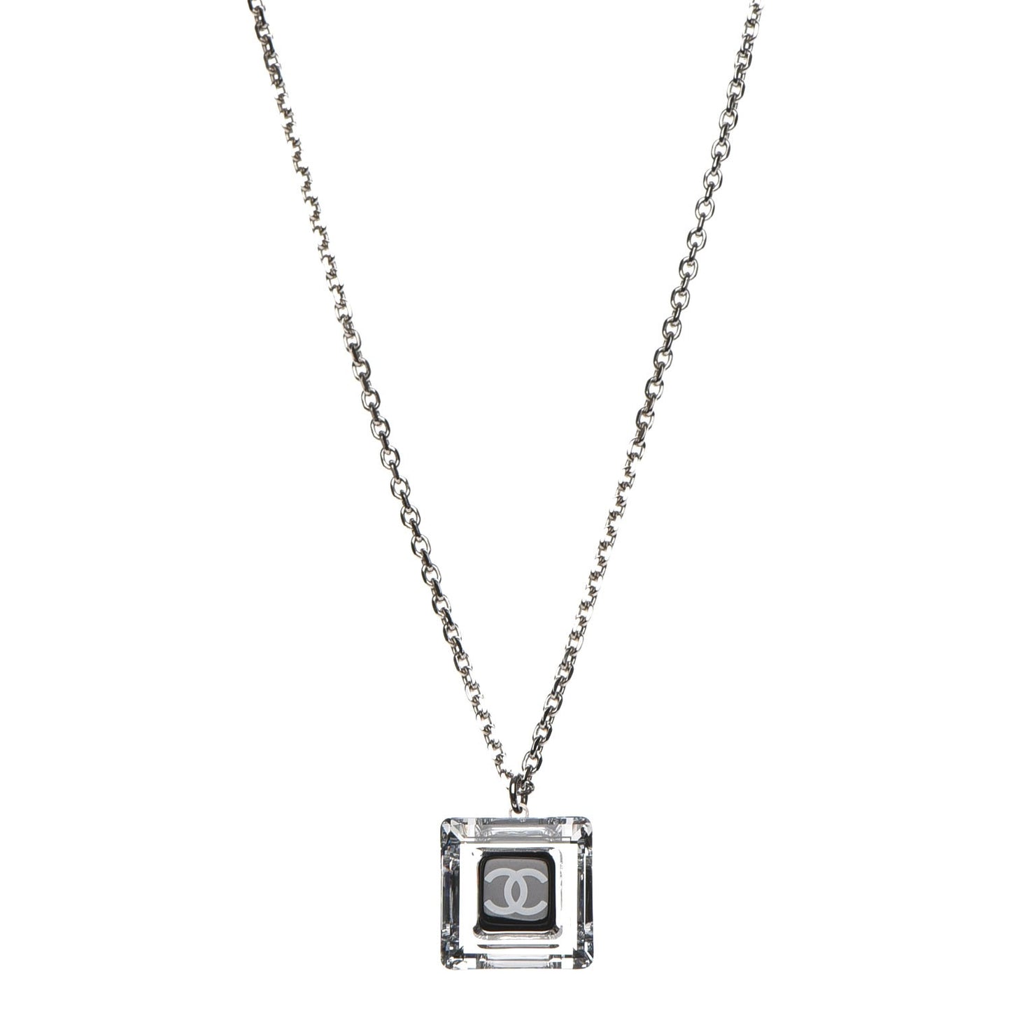 Crystal CC Square Pendant Necklace