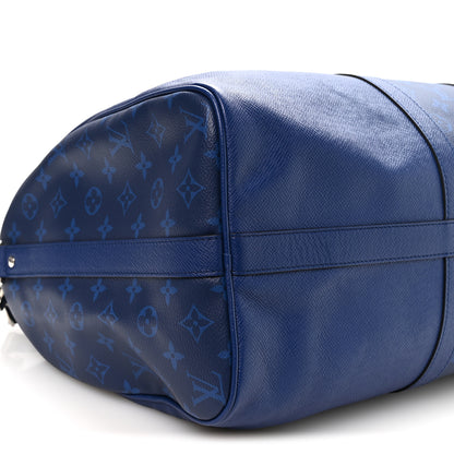 Louis Vuitton Taiga Monogram Eclipse Keepall Bandouliere 50 Pacific Blue 7 of 8