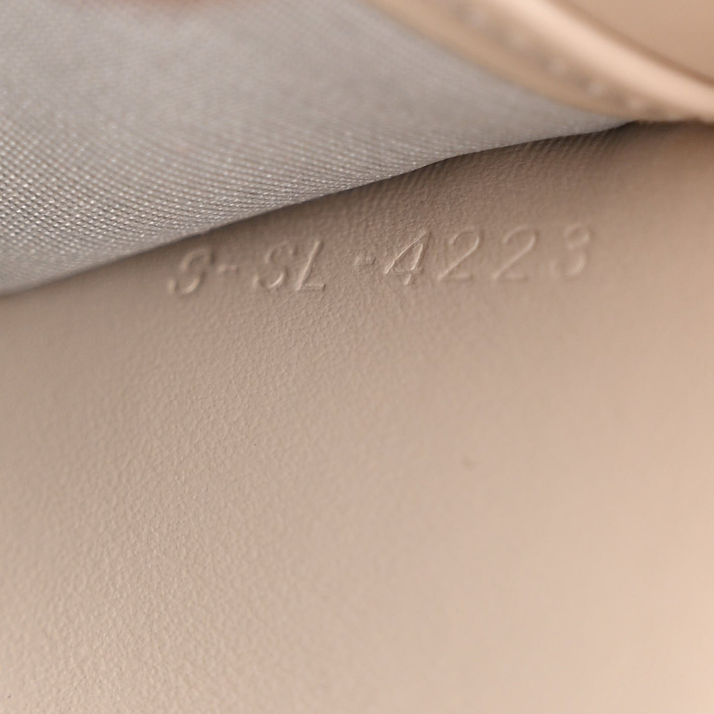 Shiny Calfskin Triomphe Margo Wallet on Chain Light Stone