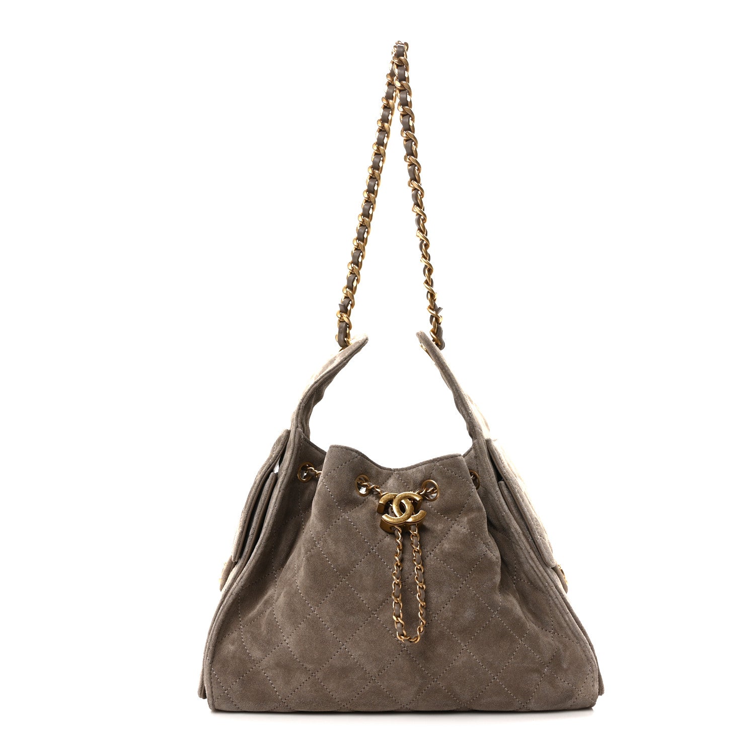 Chanel Suede Quilted Small Chanel 25 Handbag Dark Grey 1 of 10