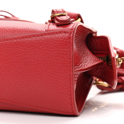 Balenciaga Grained Calfskin Neo Classic Gold Hardware Nano City Crossbody Medium Red 11 of 14