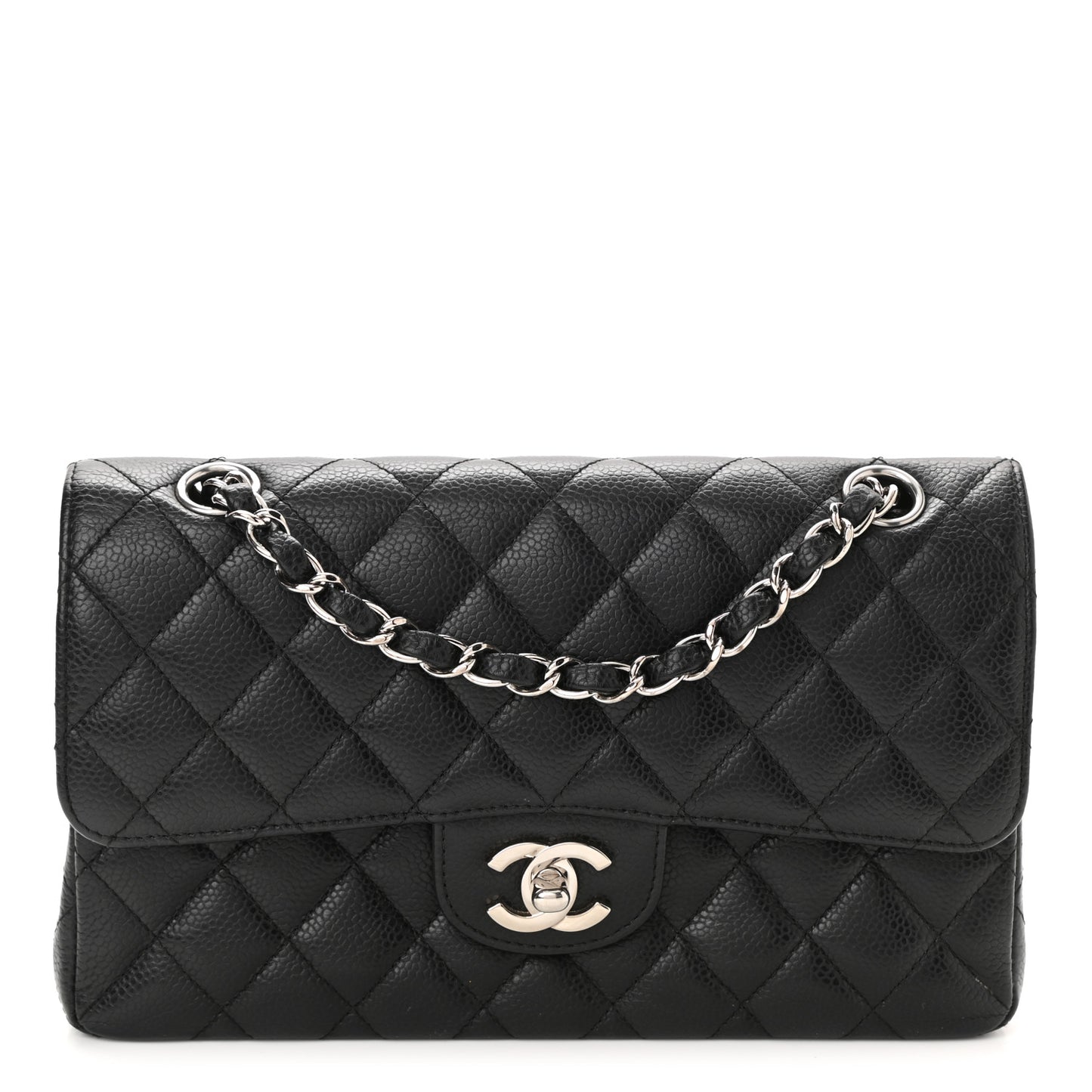Caviar Quilted Small Double Flap Black