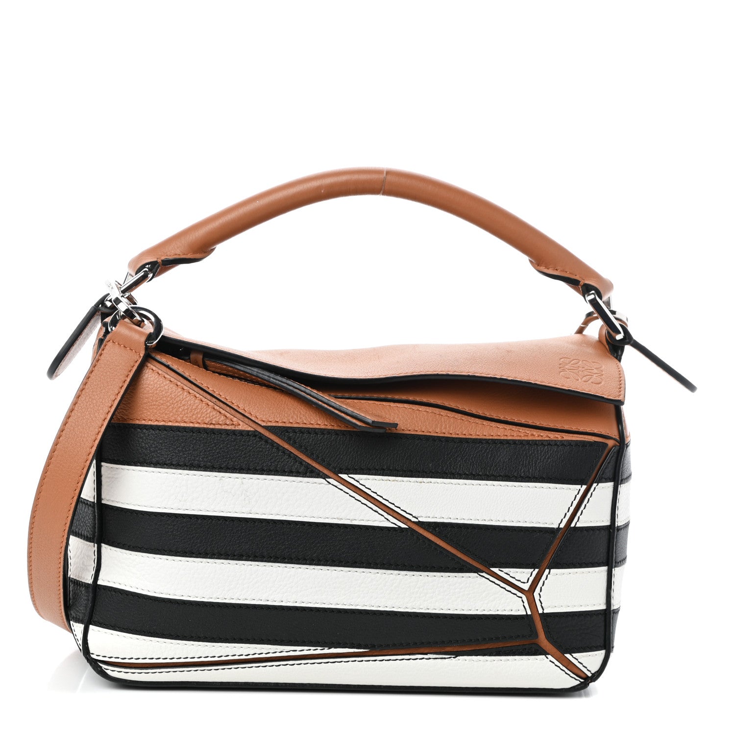 Loewe Calfskin Marine Stripe Small Puzzle Bag Tan 1 of 9