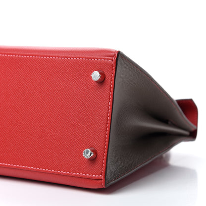 Hermes Epsom Horseshoe Kelly Sellier 28 Rouge Casaque Gris Tourterelle 7 of 13