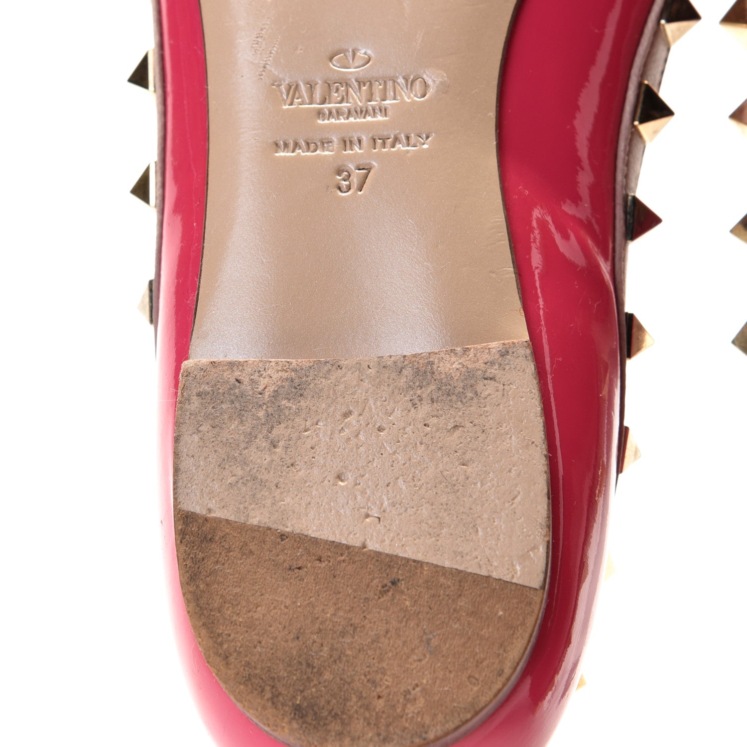 Valentino Garavani Patent Nappa Rockstud Ballerina Flats 37 Framboise Poudre 12 of 15