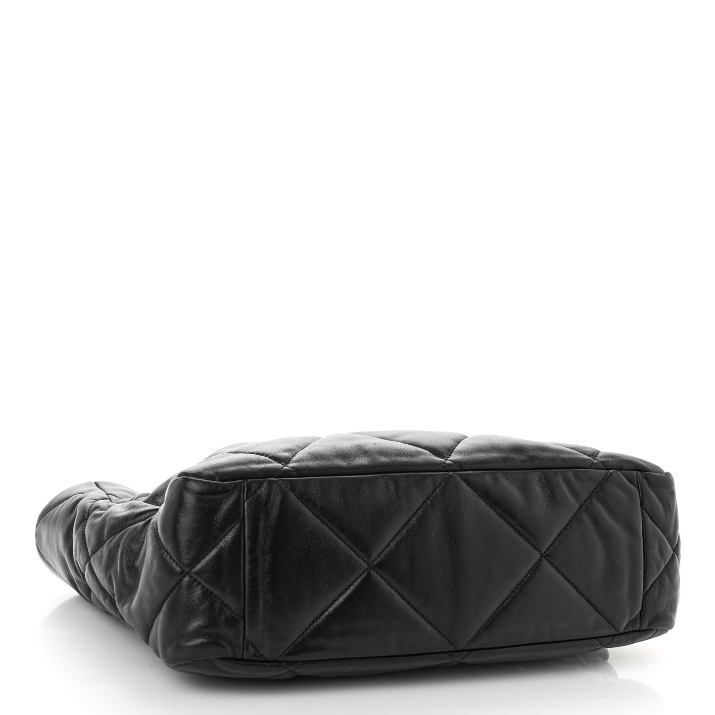 Lambskin Quilted Chanel 19 East West Shopping Bag Black
