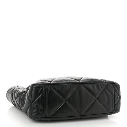 Chanel Lambskin Quilted Chanel 19 East West Shopping Bag Black 4 of 10