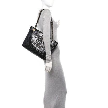 Chanel Shiny Aged Calfskin Quilted Small Shopping Bag Black 2 of 11