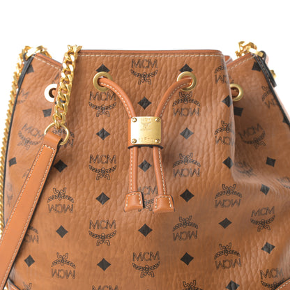 MCM Visetos Small Soft Berlin Drawstring Bucket Bag Cognac 8 of 10