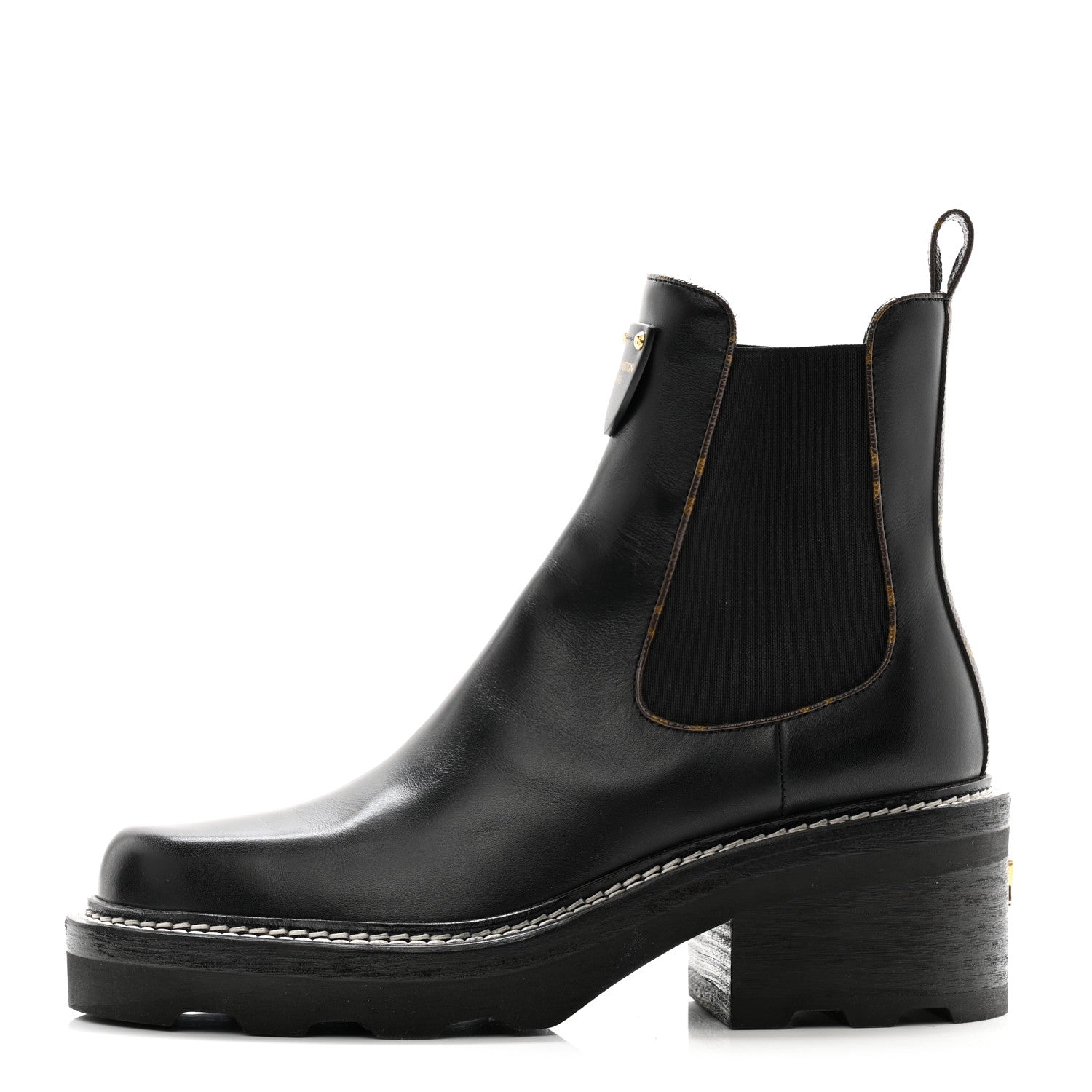 Louis Vuitton Calfskin Monogram Beaubourg Ankle Boots 38 Black 1 of 13