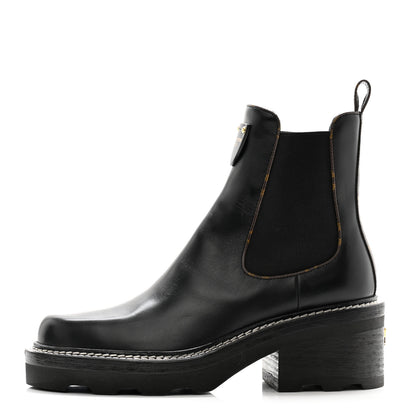 Louis Vuitton Calfskin Monogram Beaubourg Ankle Boots 38 Black 1 of 13