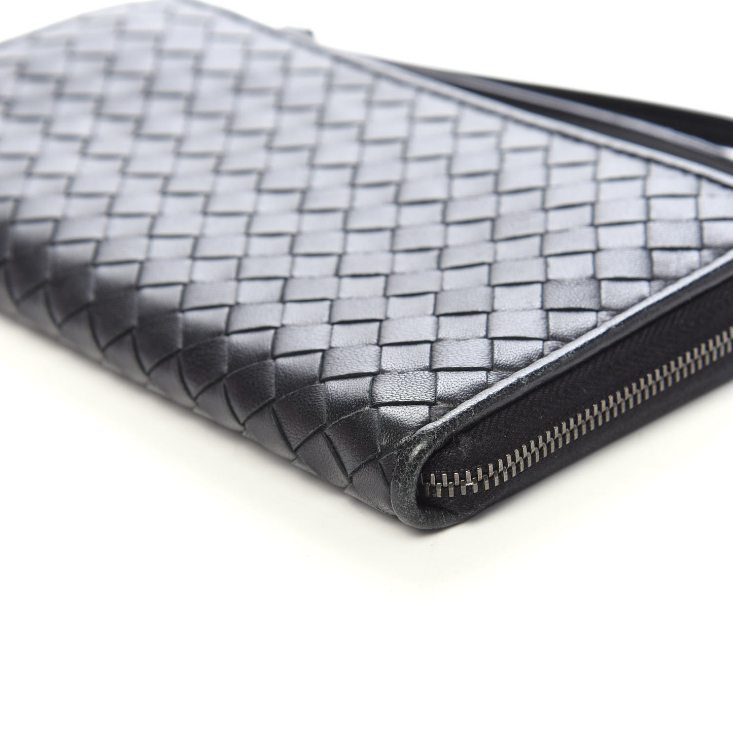 Nappa Intrecciato Zip Around Wallet Black