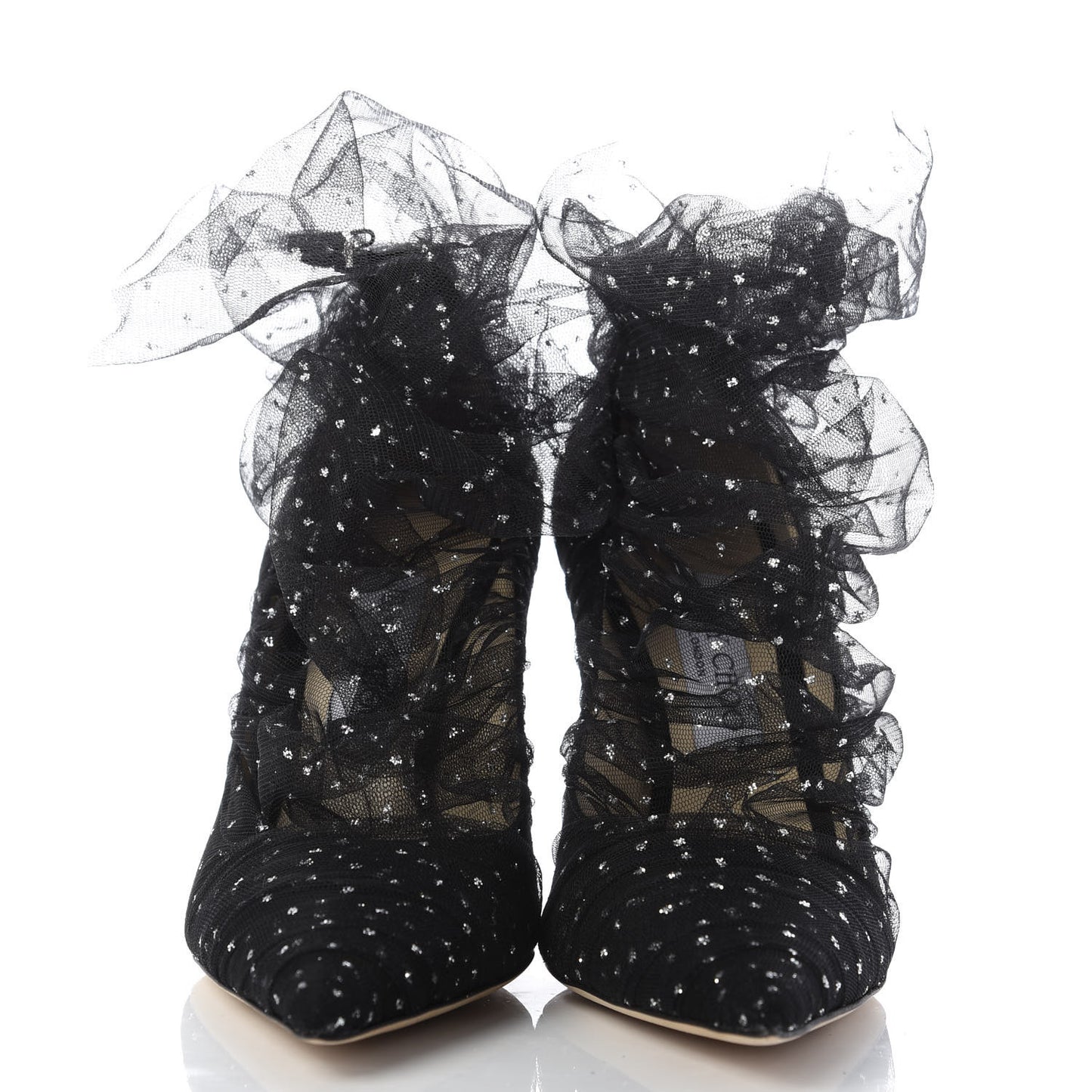 Suede Tulle Lavish 100 Pumps 38.5 Black Silver