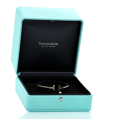 Tiffany 18K Yellow Gold Diamond Mother of Pearl T Wire Bracelet 5 of 5