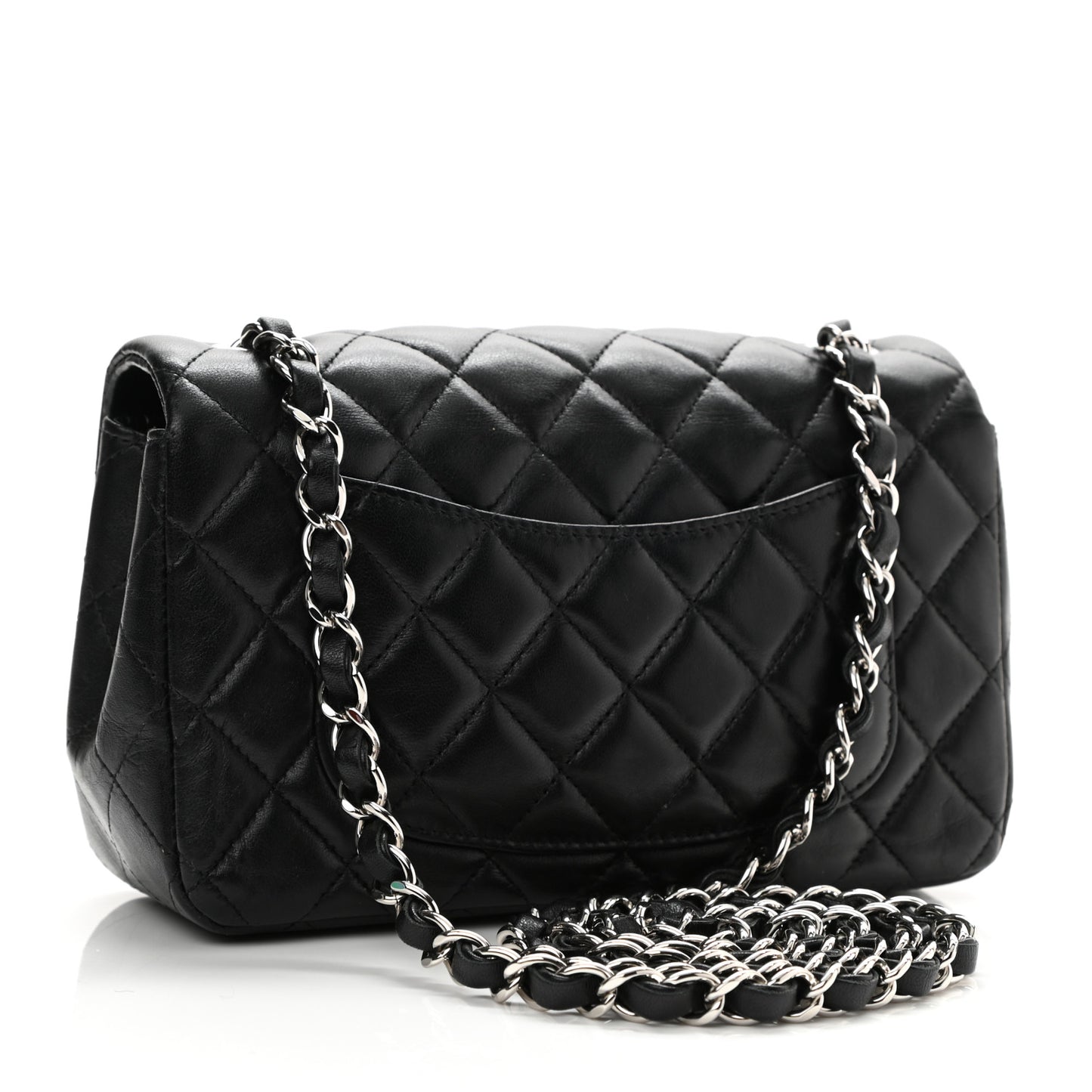 Lambskin Quilted Mini Rectangular Flap Black