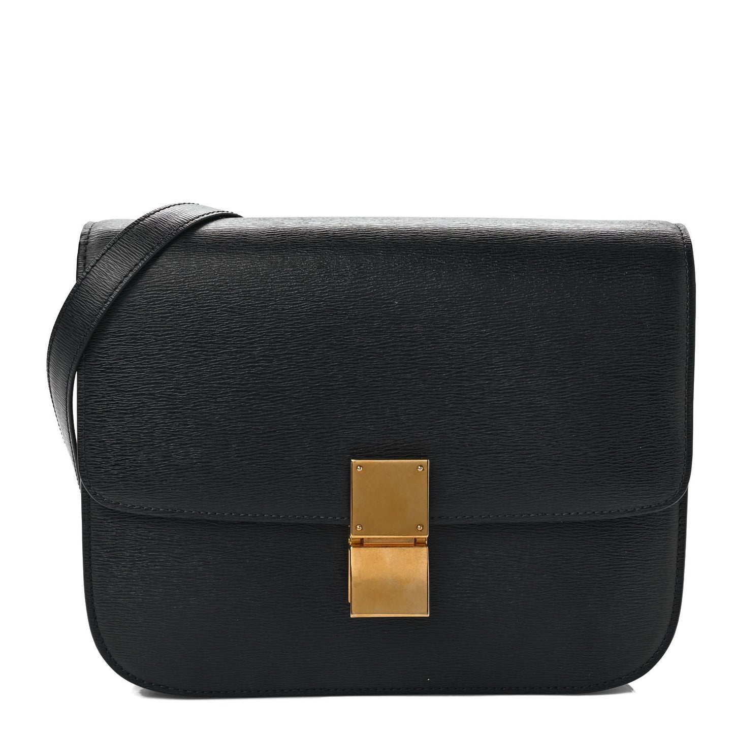 Liege Calfskin Medium Classic Box Flap Bag Black