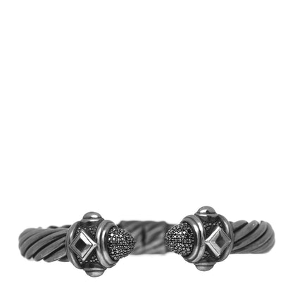 David Yurman Darkened Sterling Silver Black Diamond 10mm Renaissance Bracelet 1 of 4
